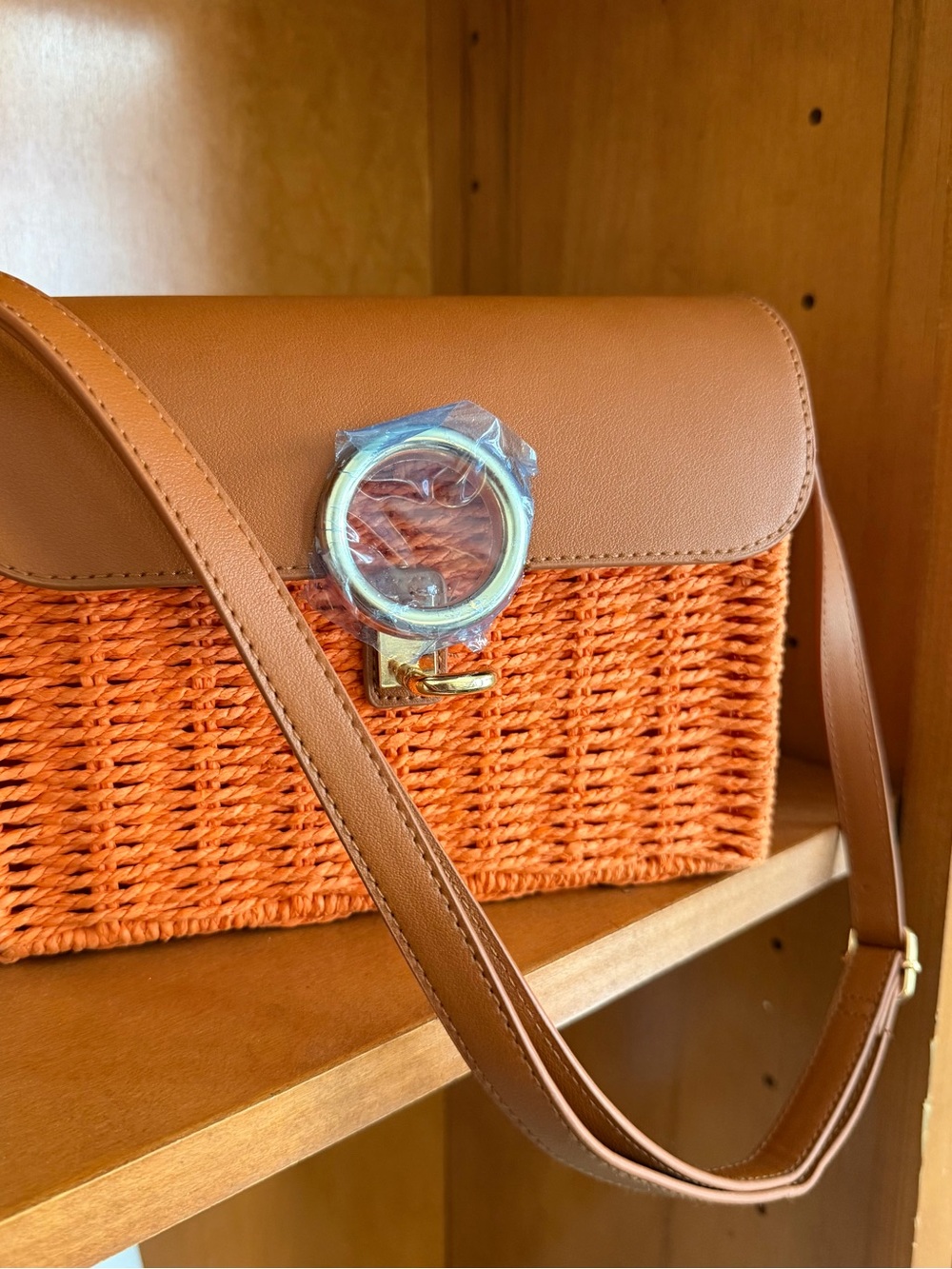Orange Crossbody Bag with Gold Closure
